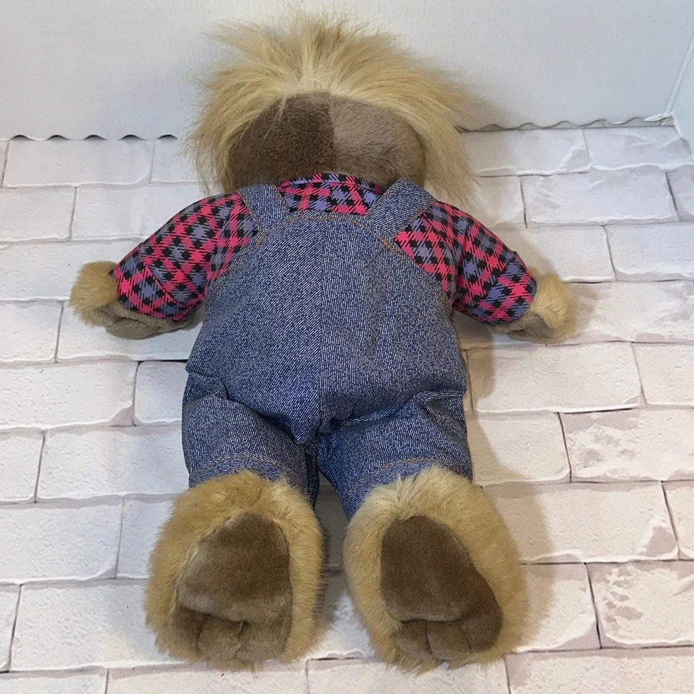 Vintage Bubba Lion Plush 80s 90s Retro Denim Overalls Orange Sunglasses Untested